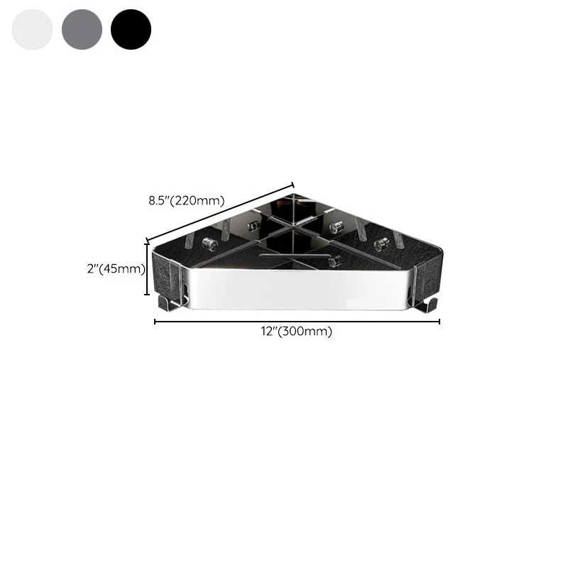 Estante de baño triangular contemporáneo, juego de baño de acero inoxidable con ganchos para batas Clearhalo