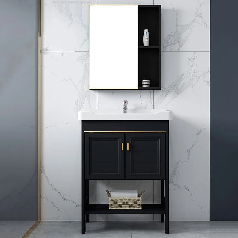Estantes incluidos Juego de tocador de baño Espejo Juego de tocador independiente con lavabo individual Clearhalo