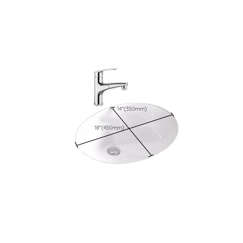 Fregadero de baño de estilo moderno, diseño de agujero de desbordamiento, lavabo de cerámica ovalado Clearhalo