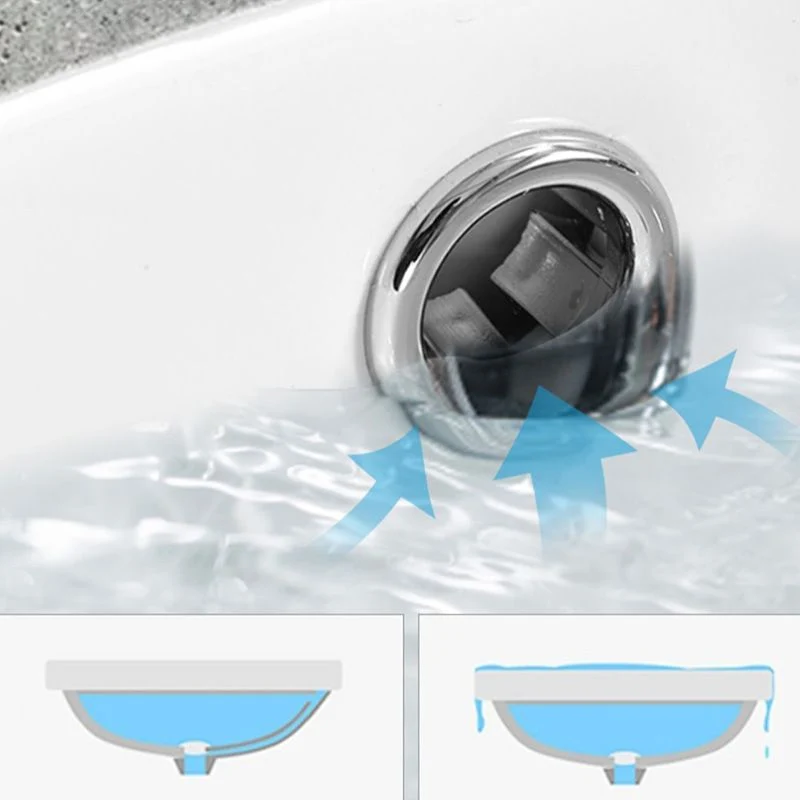 Fregadero de baño de estilo moderno, diseño de agujero de desbordamiento, lavabo de cerámica ovalado Clearhalo