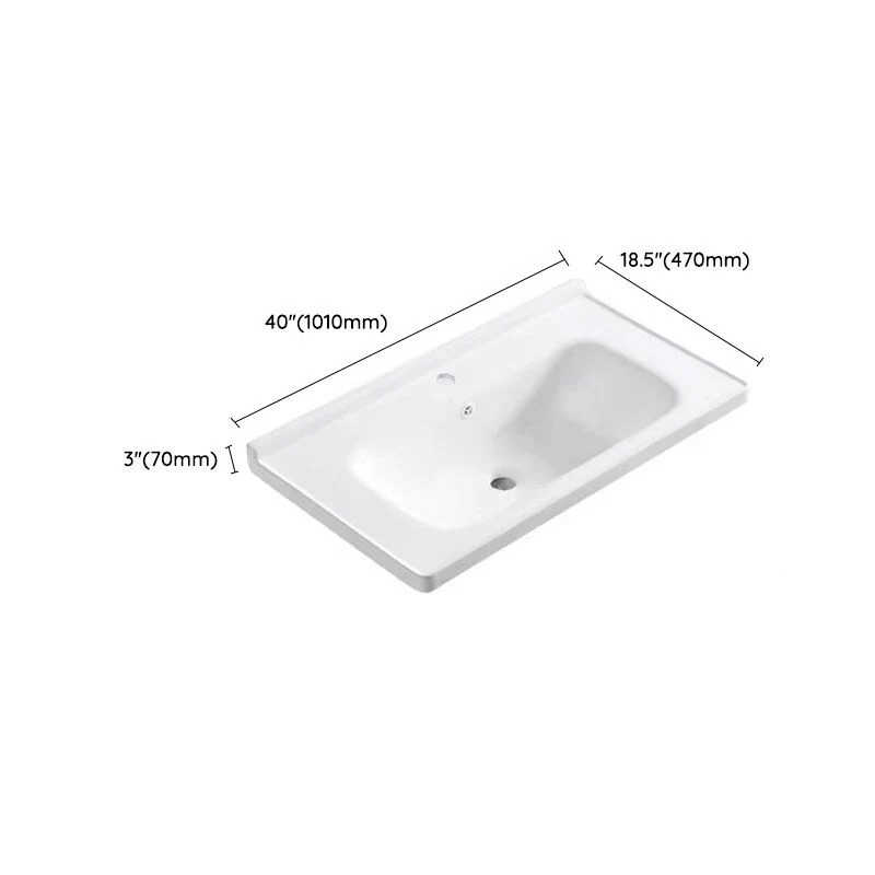 Fregadero de lavabo moderno de porcelana con lavabo de baño empotrable de desbordamiento (grifo no incluido) Clearhalo