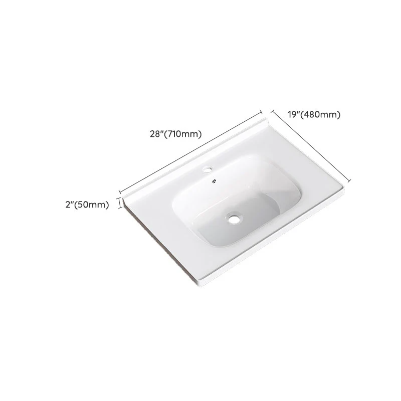 Fregadero de lavabo moderno de porcelana con lavabo de baño empotrable de desbordamiento (grifo no incluido) Clearhalo