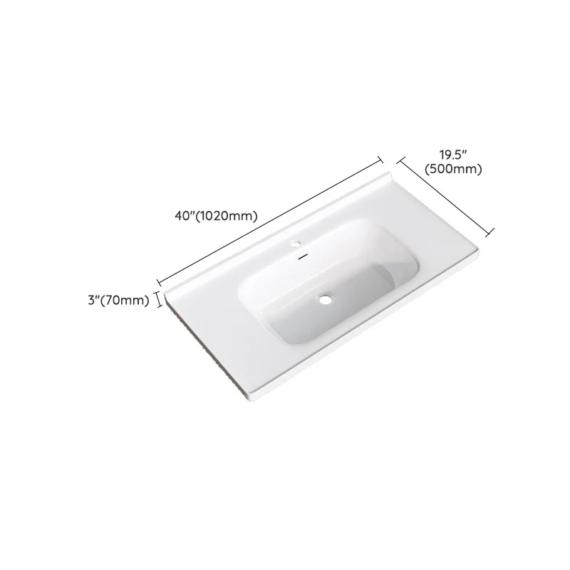 Fregadero de lavabo moderno de porcelana con lavabo de baño empotrable de desbordamiento (grifo no incluido) Clearhalo