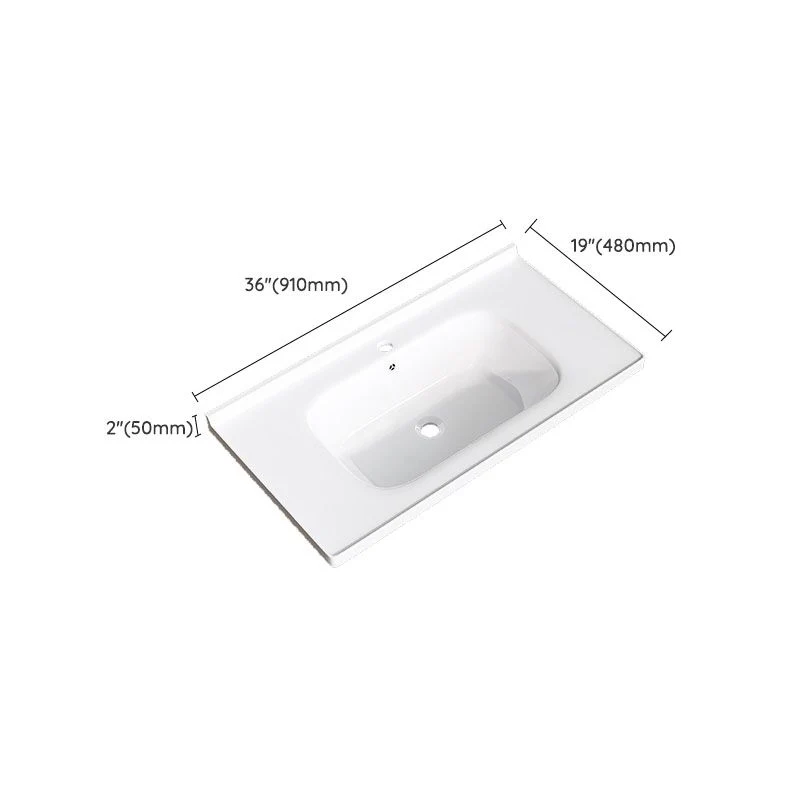 Fregadero de lavabo moderno de porcelana con lavabo de baño empotrable de desbordamiento (grifo no incluido) Clearhalo