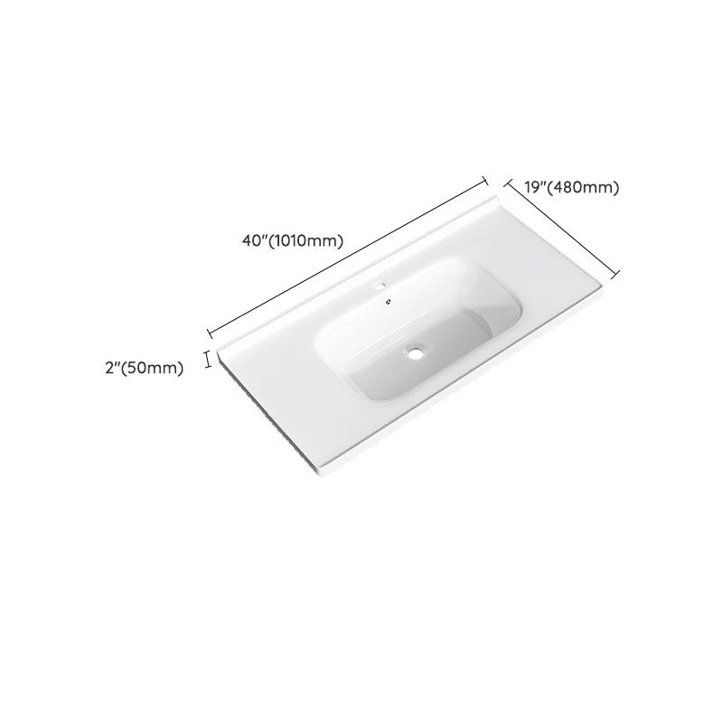 Fregadero de lavabo moderno de porcelana con lavabo de baño empotrable de desbordamiento (grifo no incluido) Clearhalo