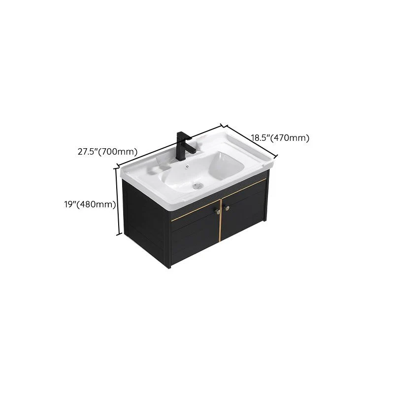 Fregadero moderno de metal para montaje en pared, lavabo individual con puertas para baño Clearhalo