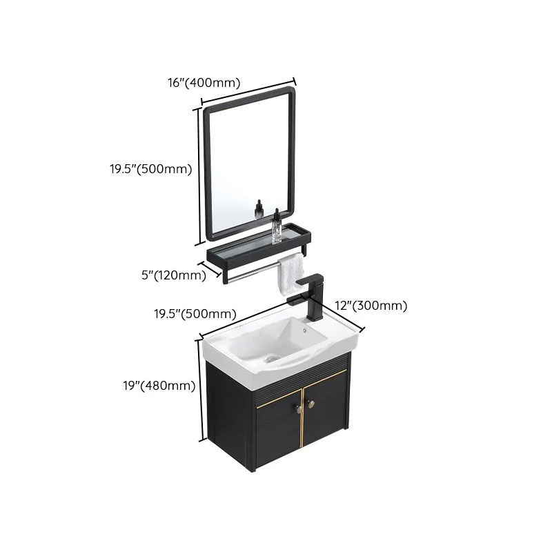 Fregadero moderno de metal para montaje en pared, lavabo individual con puertas para baño Clearhalo