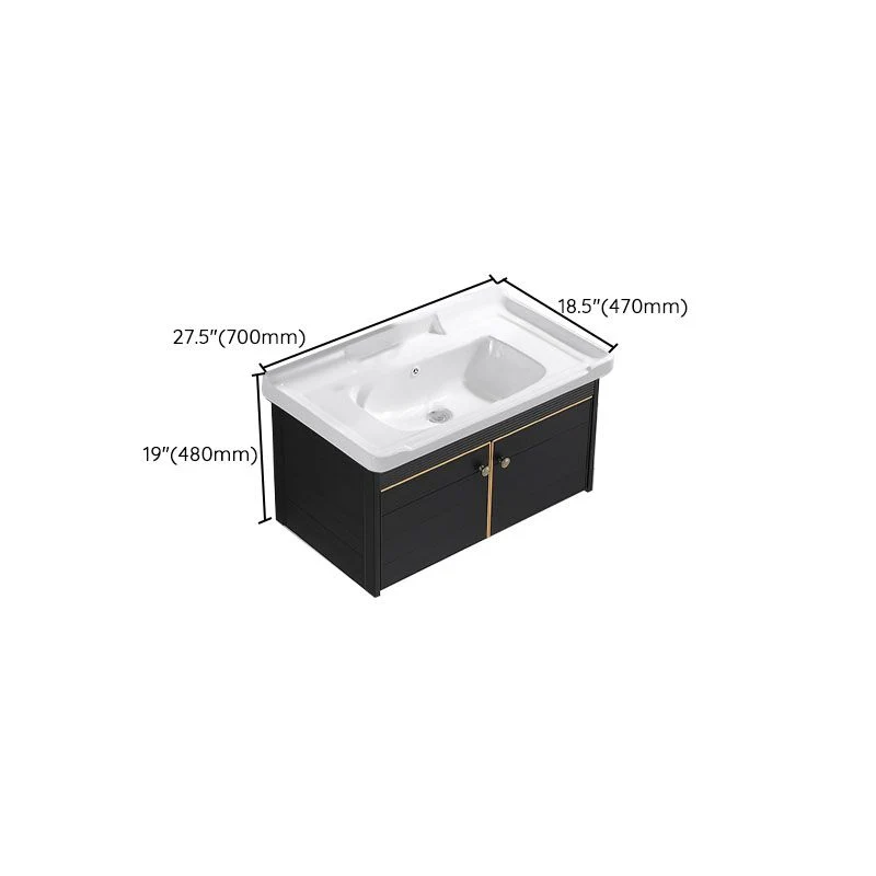 Fregadero moderno de metal para montaje en pared, lavabo individual con puertas para baño Clearhalo