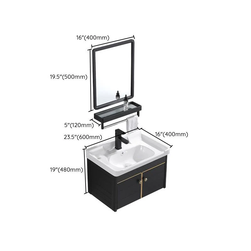 Fregadero moderno de metal para montaje en pared, lavabo individual con puertas para baño Clearhalo