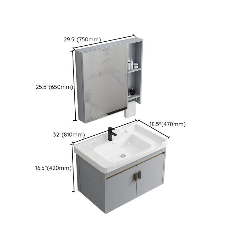 Fregadero de montaje en pared incluido, lavabo de baño, tocador con fregadero de puertas Clearhalo