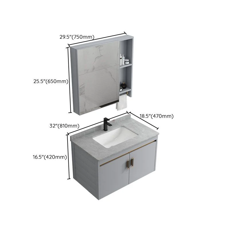Fregadero de montaje en pared incluido, lavabo de baño, tocador con fregadero de puertas Clearhalo