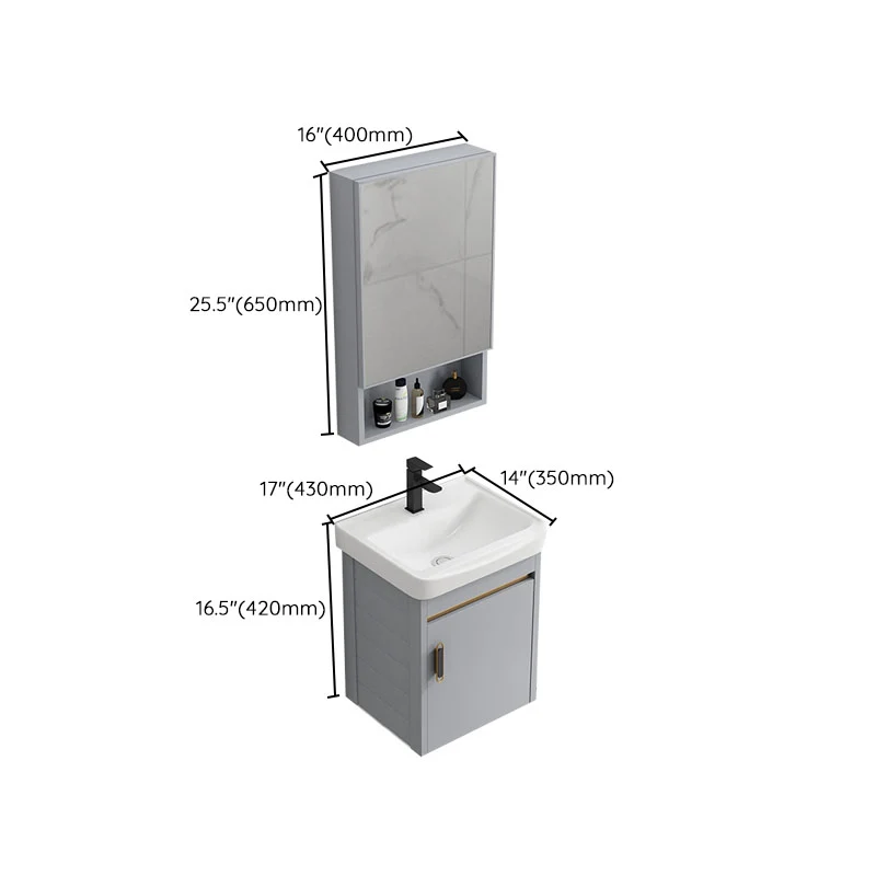 Fregadero de montaje en pared incluido, lavabo de baño, tocador con fregadero de puertas Clearhalo