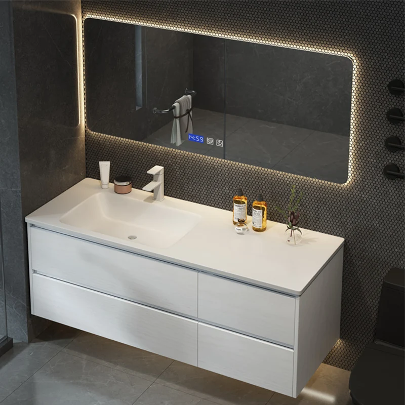 Fregadero de montaje en pared incluido, lavabo con grifo de espejo para baño Clearhalo