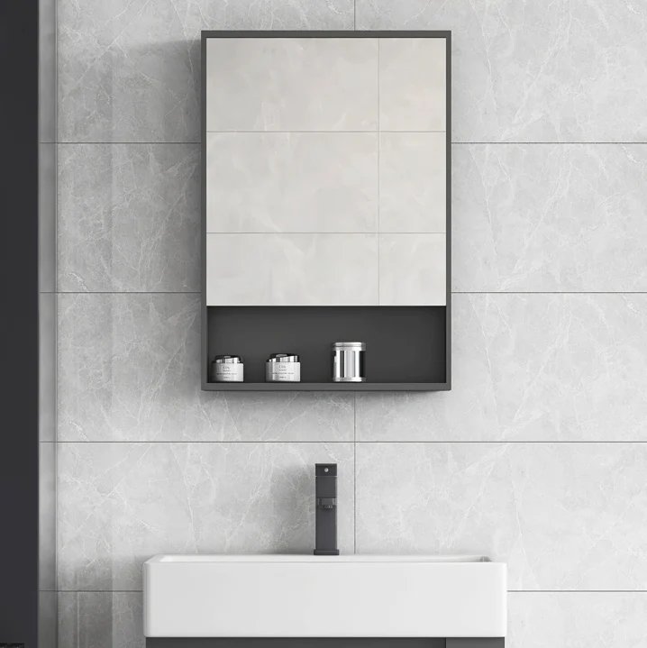 Fregadero de tocador de montaje en pared con lavabo individual de cerámica gris oscuro moderno Clearhalo