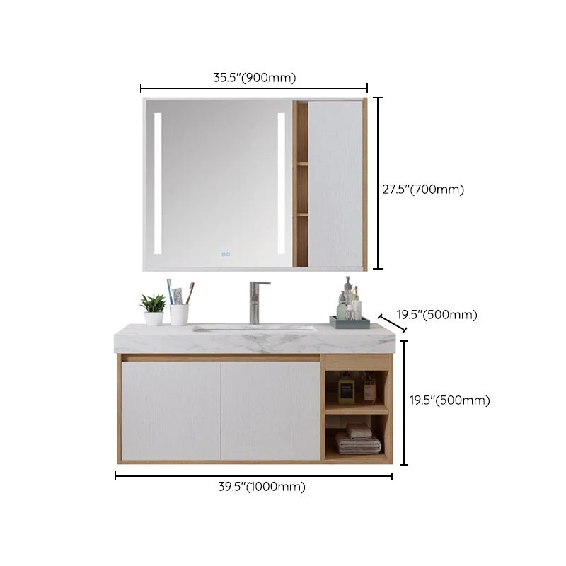 Gabinete de lavabo contemporáneo, gabinete con espejo, tocador ahorrador de espacio para baño Clearhalo
