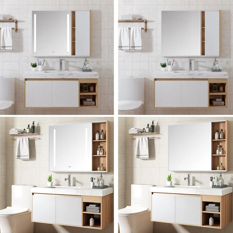 Gabinete de lavabo contemporáneo, gabinete con espejo, tocador ahorrador de espacio para baño Clearhalo