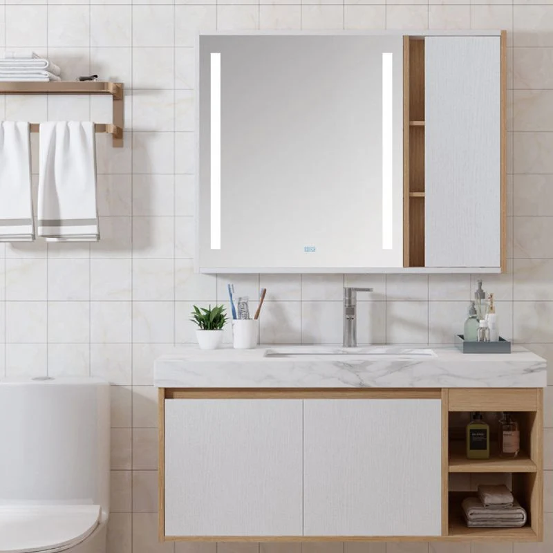 Gabinete de lavabo contemporáneo, gabinete con espejo, tocador ahorrador de espacio para baño Clearhalo
