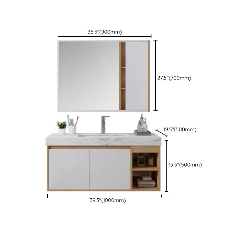 Gabinete de lavabo contemporáneo, gabinete con espejo, tocador ahorrador de espacio para baño Clearhalo