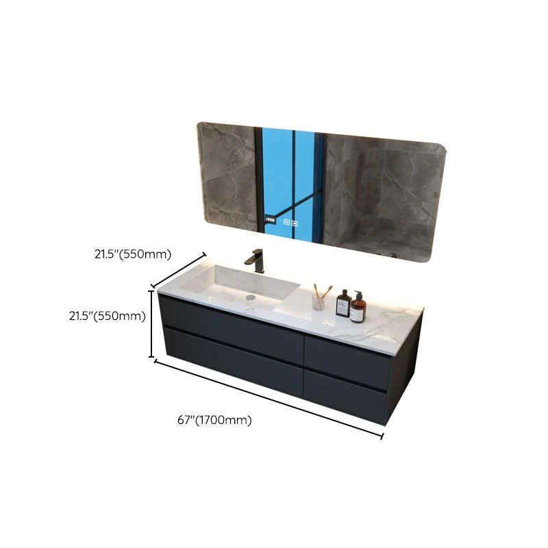 Gabinete de madera de la vanidad del cuarto de baño del soporte de la pared de la vanidad moderna del fregadero con el gab...