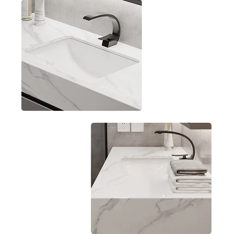 Gabinete de tocador de baño con lavabo y espejo de tocador montado en la pared moderno Clearhalo
