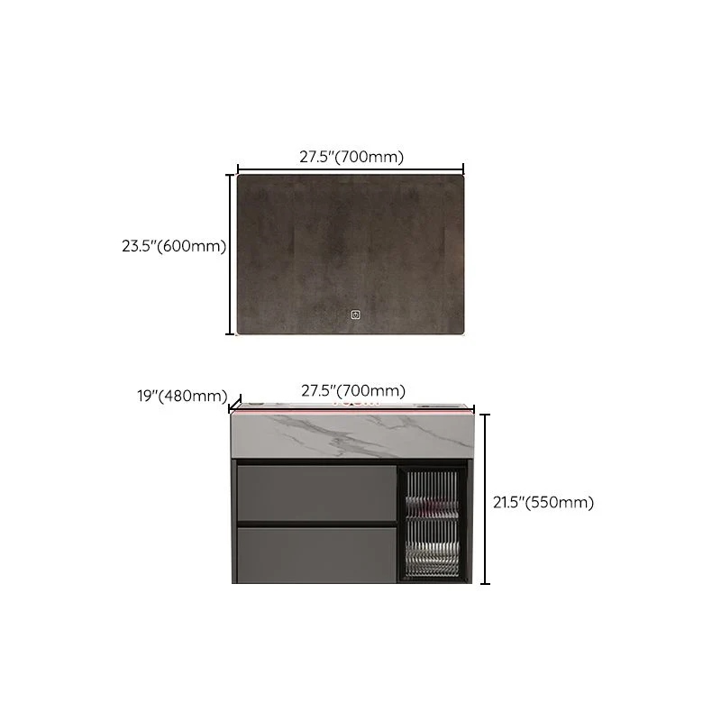 Gabinete de tocador de baño con lavabo y espejo de tocador montado en la pared moderno Clearhalo