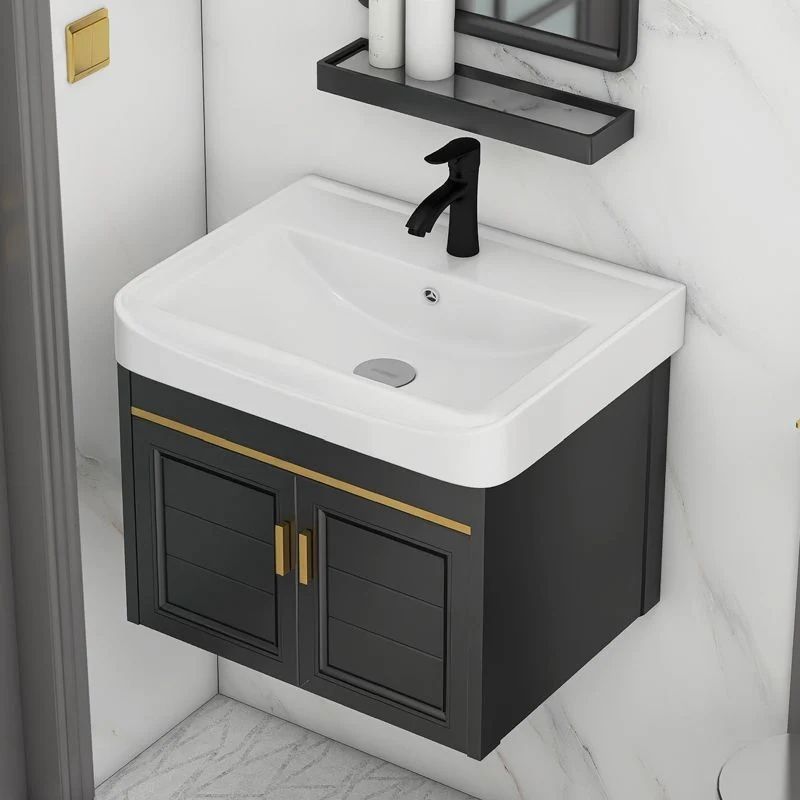 Gabinete de tocador de baño moderno, lavabo individual, tocador ahorrador de espacio Clearhalo