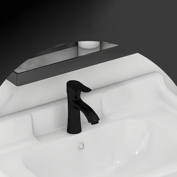 Gabinete de tocador de baño moderno, lavabo individual, tocador ahorrador de espacio Clearhalo