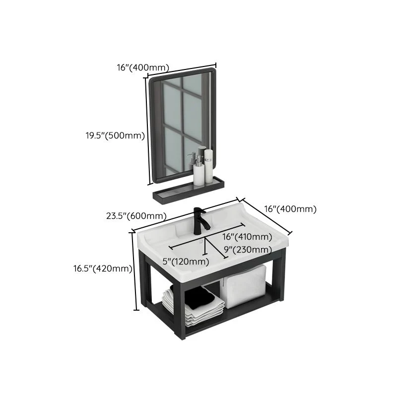 Gabinete de tocador de baño moderno, lavabo individual, tocador ahorrador de espacio Clearhalo