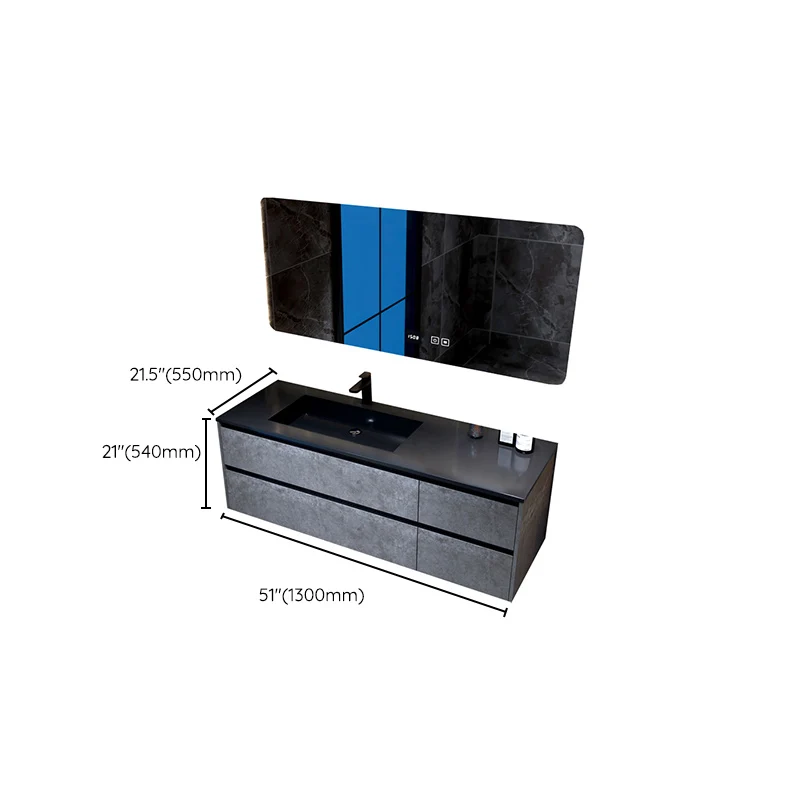 Gabinete de tocador de montaje en pared con lavabo gris moderno con gabinete con espejo Clearhalo