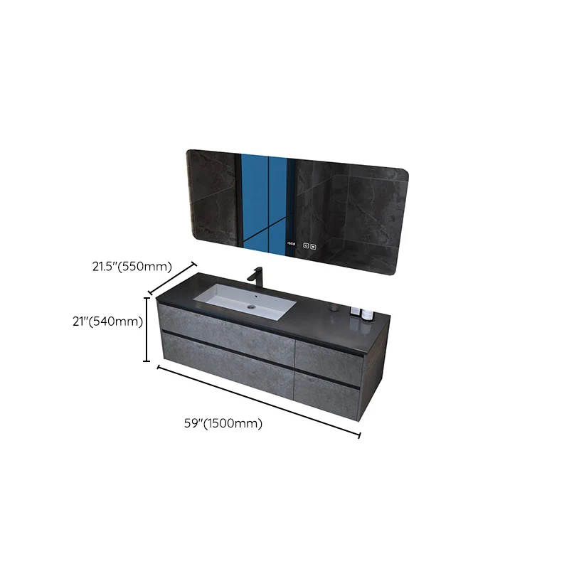 Gabinete de tocador de montaje en pared con lavabo gris moderno con gabinete con espejo Clearhalo