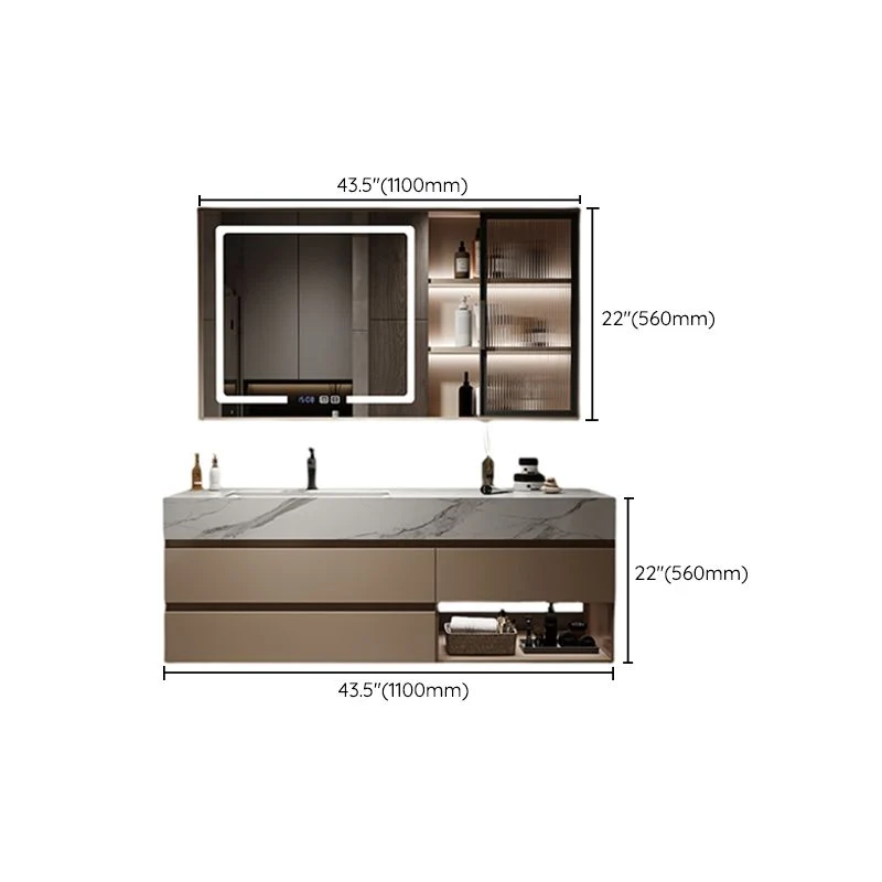 Glam Bath Vanity Gabinete independiente con tapa de cuarzo y juego de tocador de pared con 3 cajones Clearhalo