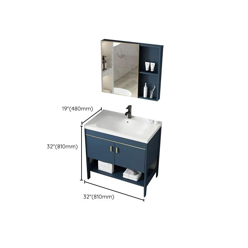 Glam fregadero tocador de acero inoxidable gabinete independiente y estantes incluidos juego de tocador Clearhalo