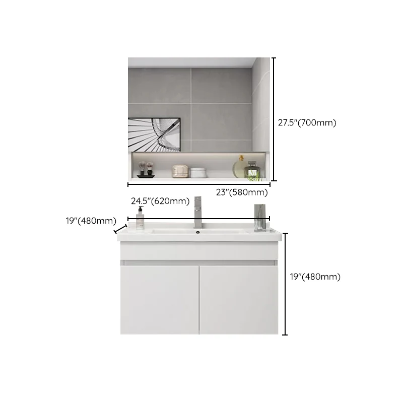 Glam - Juego de tocador para baño con lavabo y espejo Clearhalo