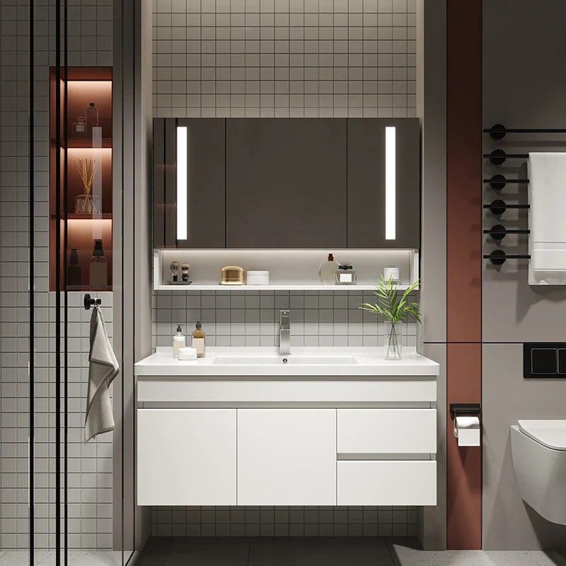 Glam - Juego de tocador para baño con lavabo y espejo Clearhalo