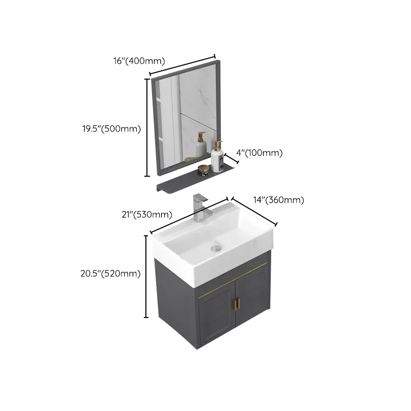 Glam Metal Base Vanity - Juego de tocador para baño con puerta de cierre suave Clearhalo
