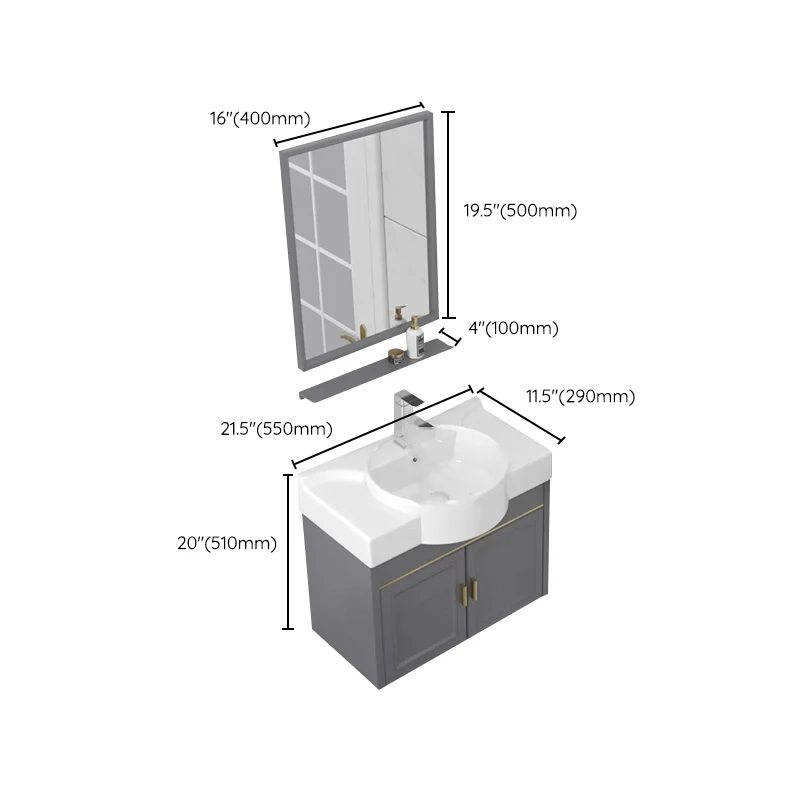 Glam Metal Base Vanity - Juego de tocador para baño con puerta de cierre suave Clearhalo