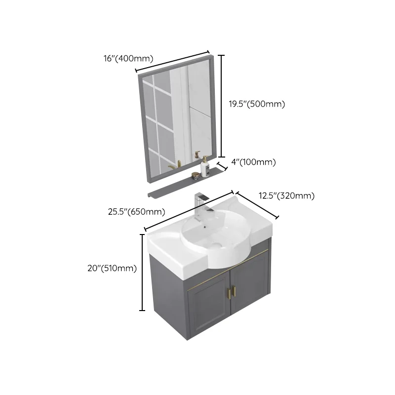 Glam Metal Base Vanity - Juego de tocador para baño con puerta de cierre suave Clearhalo