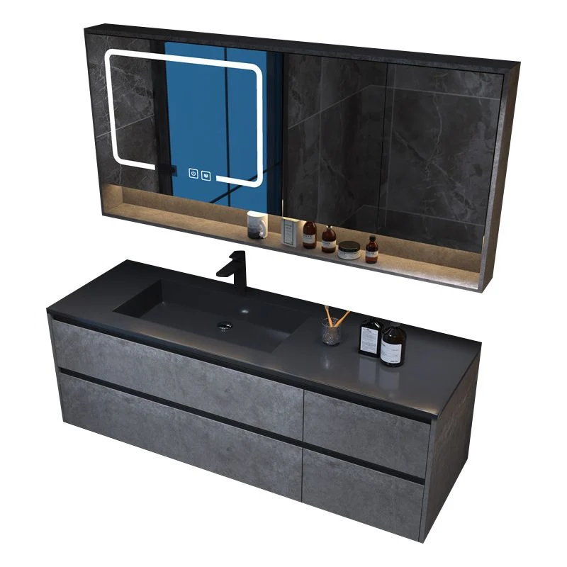 Glam - Mueble de baño con tapa de piedra caliza con espejo y mueble independiente Clearhalo