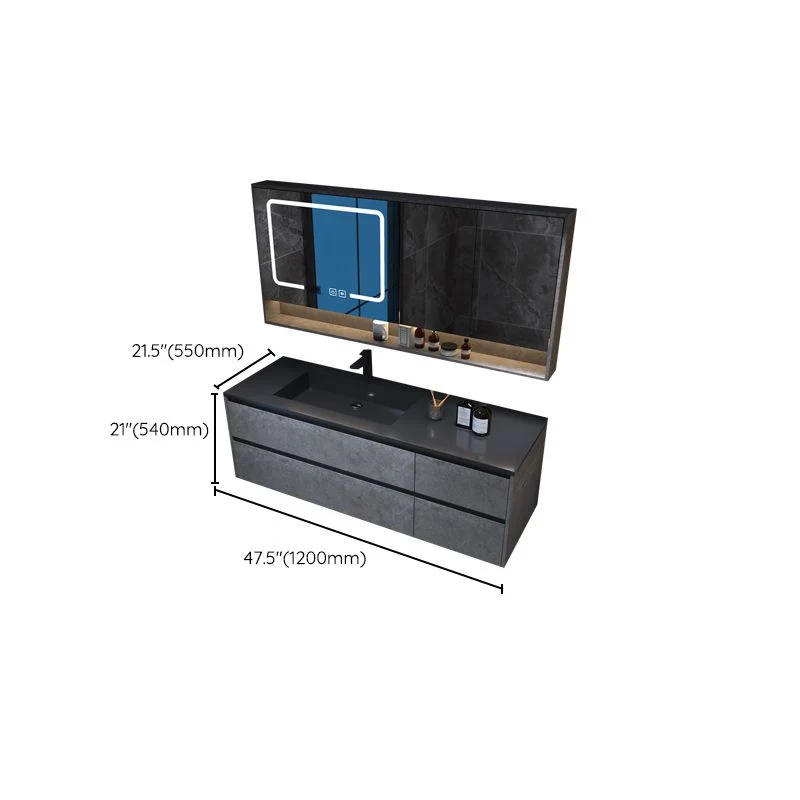 Glam - Mueble de baño con tapa de piedra caliza con espejo y mueble independiente Clearhalo