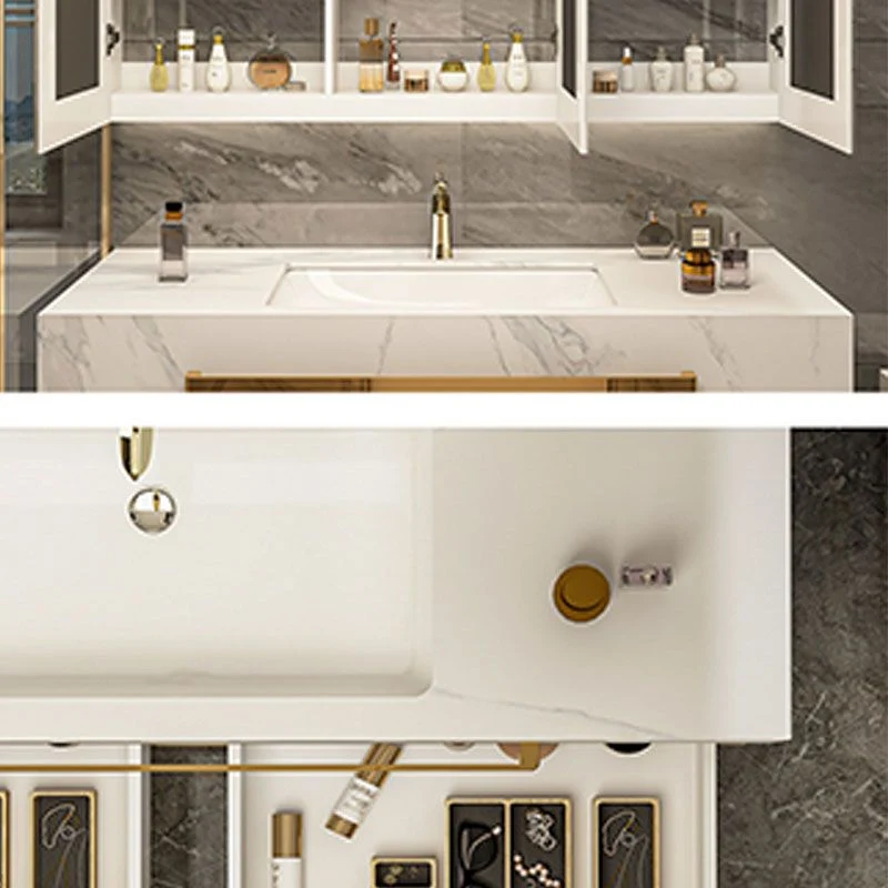 Glam Vanity Set Cajones Lavabo individual Tocador de baño rectangular independiente con espejo Clearhalo
