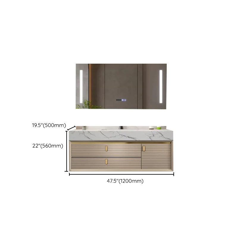 Glam Vanity Set Gabinete independiente con tapa de cuarzo y espejo Tocador que ahorra espacio Clearhalo