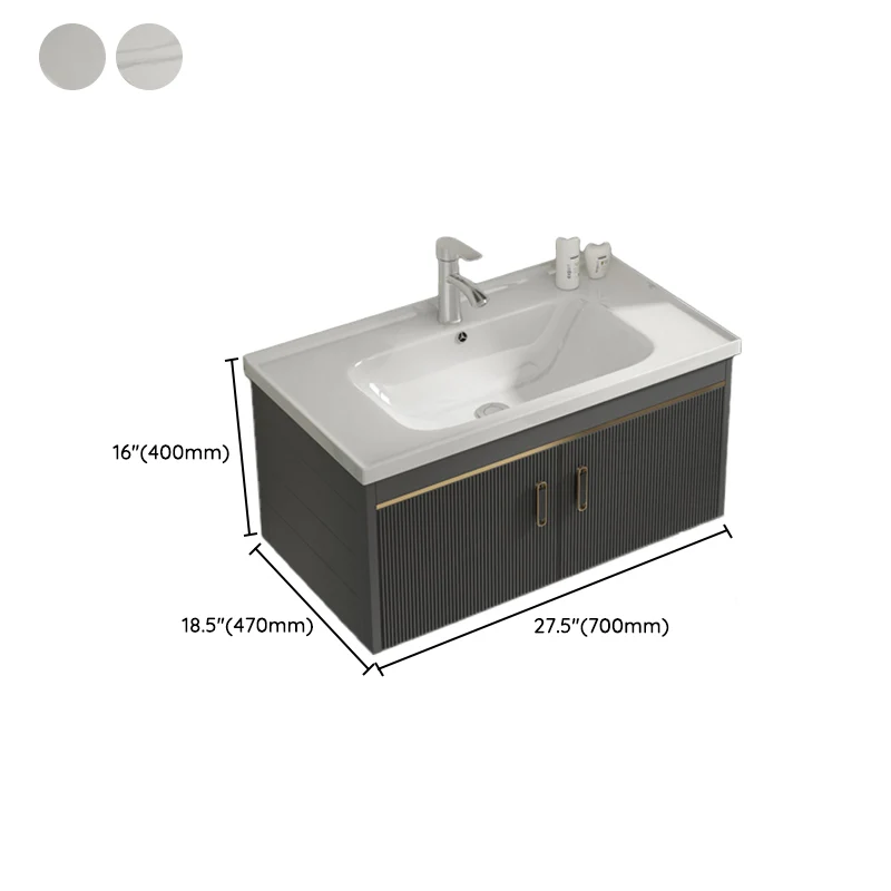 Glam Vanity - Tocador rectangular con lavabo individual, 2 puertas, marco de metal, rectangular, con espejo Clearhalo
