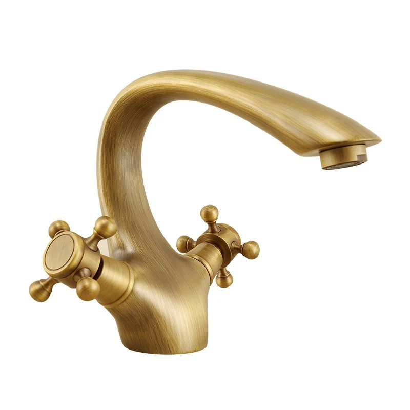 Glam Vessel Faucet Grifo de baño de 1 orificio con 2 manijas en cruz Clearhalo