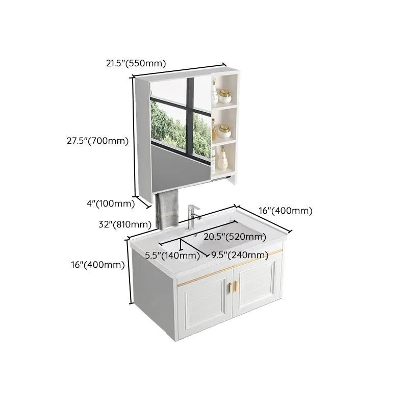 Glam White Sink Vanity - Juego de tocador de madera para baño Clearhalo