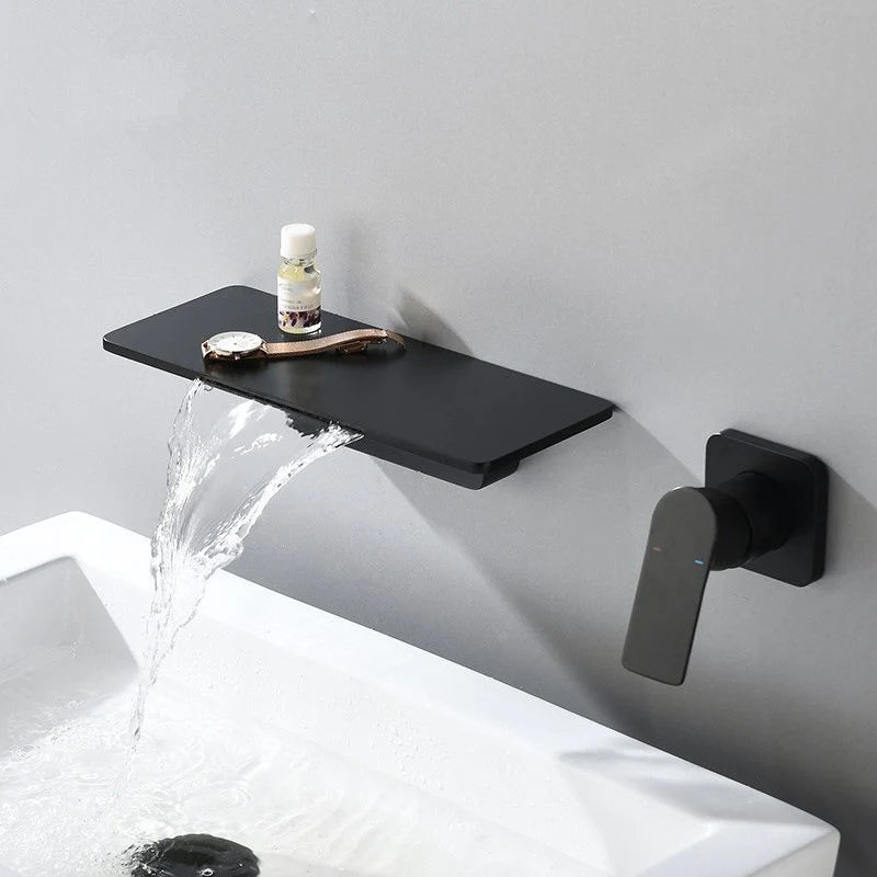 Grifo de baño con manija monomando, grifo de fregadero con caño en cascada montado en la pared con 2 orificios Clearhalo