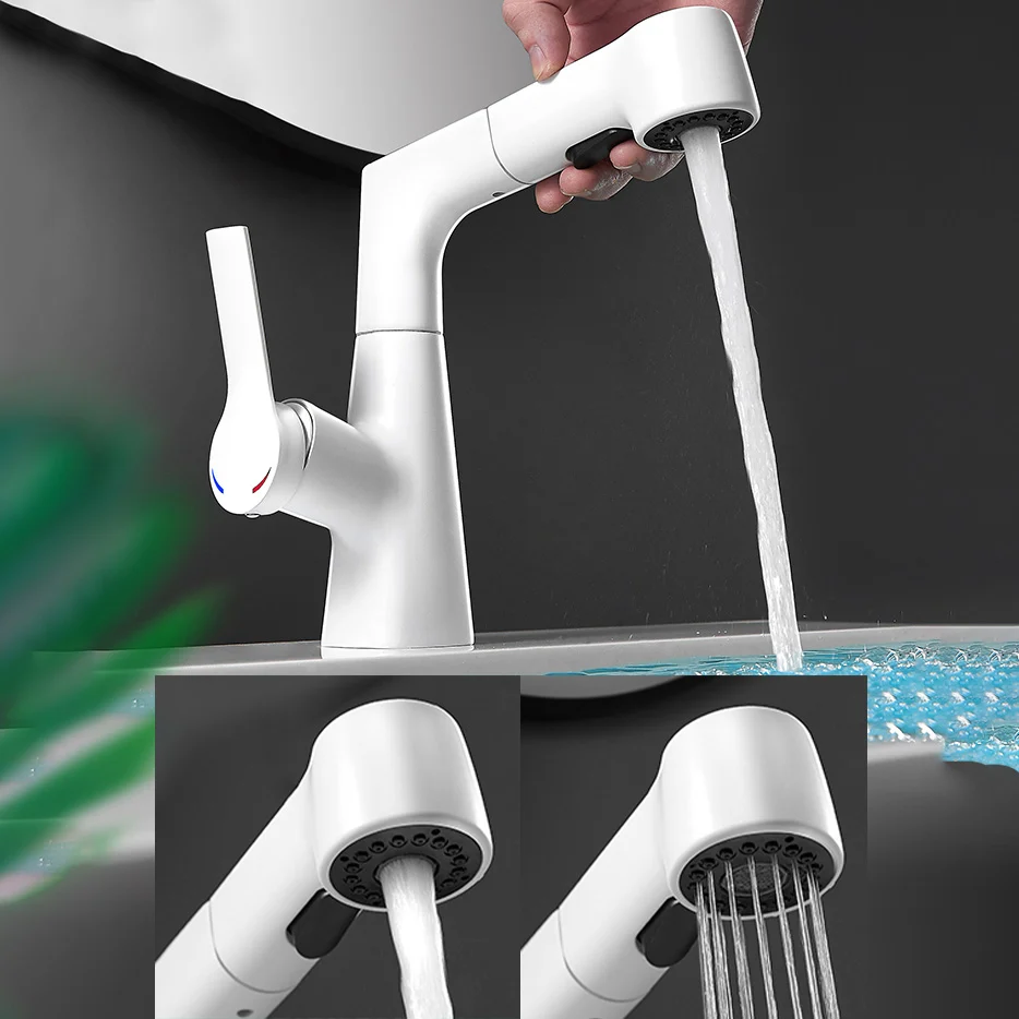 Grifo de baño extraíble con manija de palanca para fregadero de recipiente moderno Clearhalo