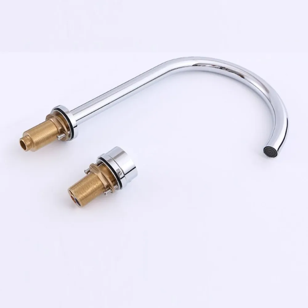 Grifo de latón macizo con arco de cuello de cisne con perilla para grifo de fregadero generalizado moderno Clearhalo