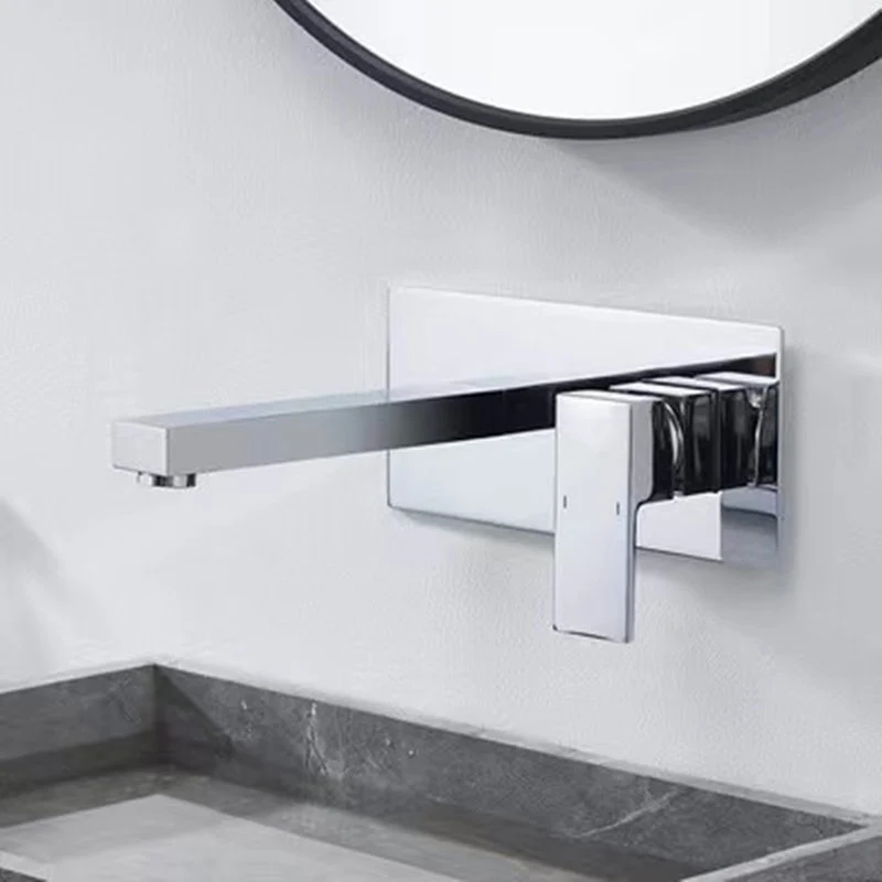 Grifo de lavabo montado en la pared, manija monomando, grifo de lavabo de baño con 2 orificios Clearhalo