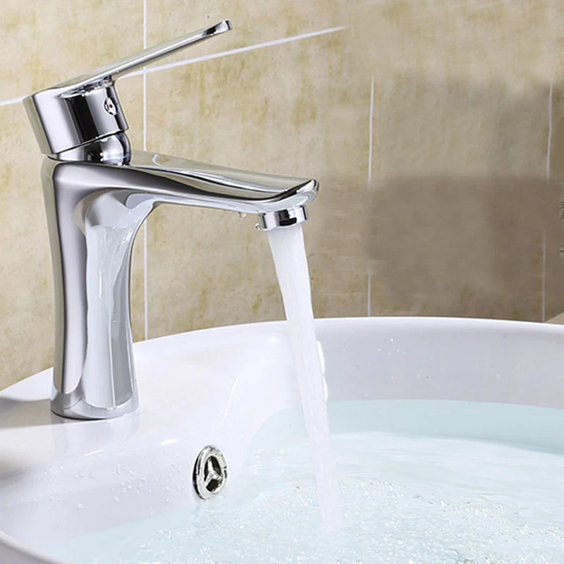 Grifo monomando para lavabo, grifo de baño de latón de arco bajo Clearhalo