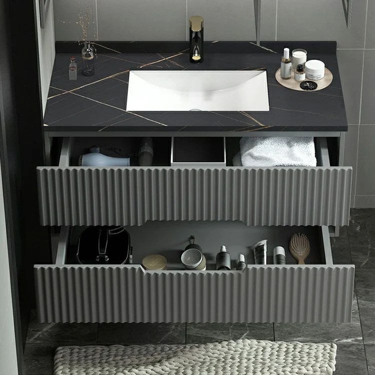 Grifo de montaje en pared incluido lavabo tocador con cajones espejo para baño Clearhalo
